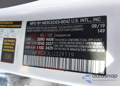 2020 Mercedes-Benz C 300 from USA, damaged, VIN 55SWF8DB3LU329119